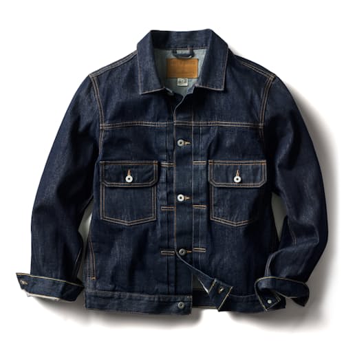 laydown image of American Reserve Selvedge Type II Denim Jacket