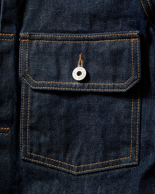 laydown detail image of American Reserve Selvedge Type II Denim Jacket