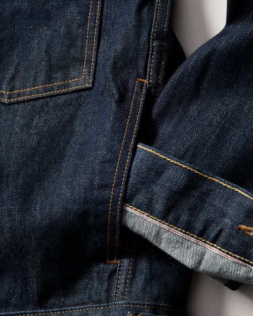 laydown detail image of American Reserve Selvedge Type II Denim Jacket