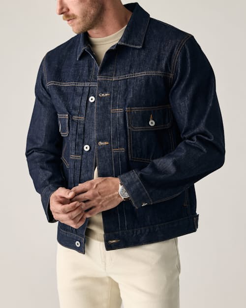 lifestyle image of American Reserve Selvedge Type II Denim Jacket