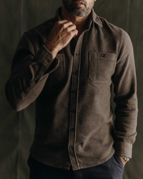 on model image of The Utility Shirt