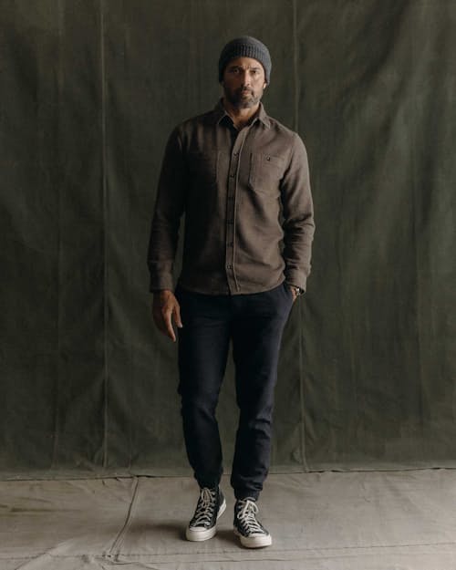 on model image of The Utility Shirt