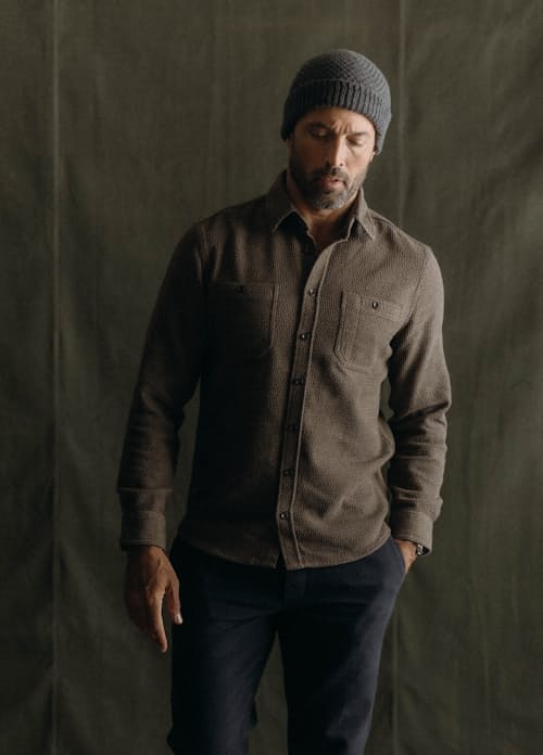 on model image of The Utility Shirt