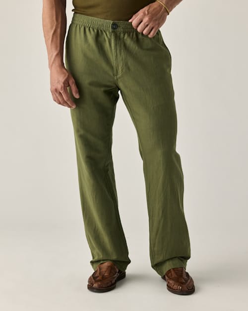 on model image of Cotton Linen Drawstring Pant