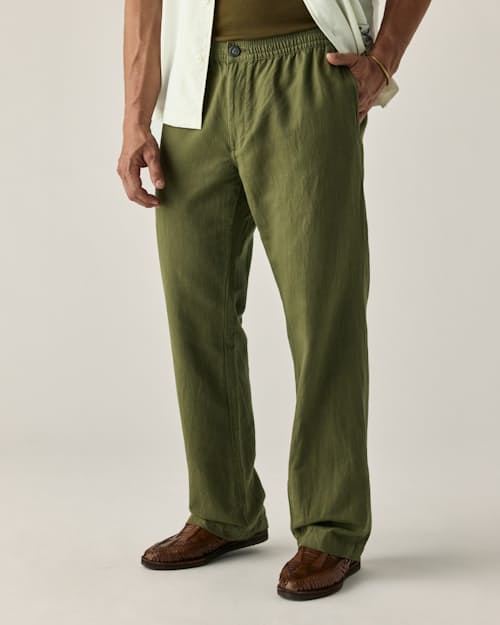 on model image of Cotton Linen Drawstring Pant