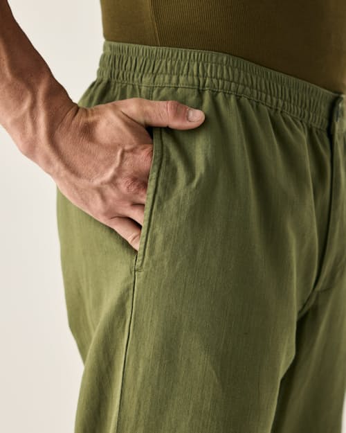 on model image of Cotton Linen Drawstring Pant