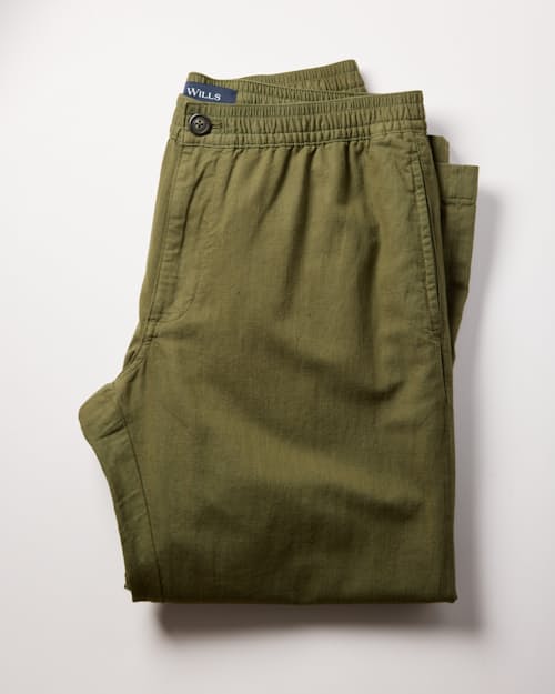 no crop image of Cotton Linen Drawstring Pant