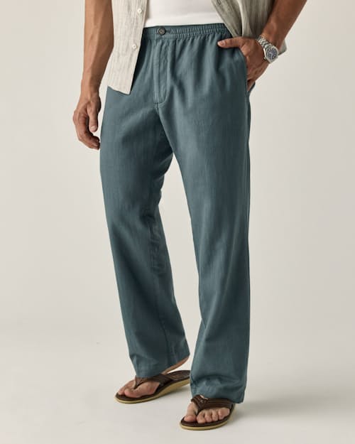 on model image of Cotton Linen Drawstring Pant