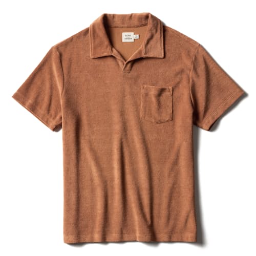 laydown image of Towel Terry Johnny Collar Polo