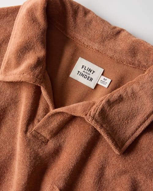 laydown detail image of Towel Terry Johnny Collar Polo