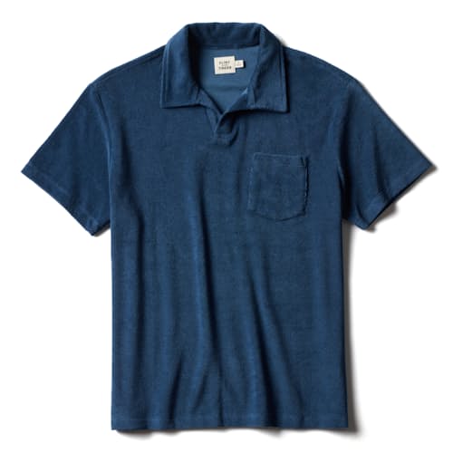 laydown image of Towel Terry Johnny Collar Polo