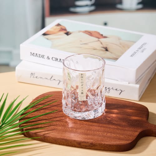lifestyle image of Japanese Edo Kiriko Glacier Whiskey Glass
