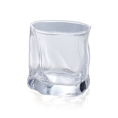 laydown image of Japanese Edo Kiriko Crumple Body Whiskey Glass