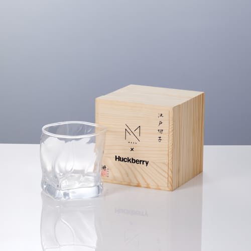no crop image of Japanese Edo Kiriko Crumple Body Whiskey Glass