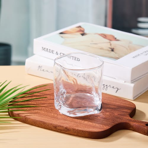 lifestyle image of Japanese Edo Kiriko Crumple Body Whiskey Glass