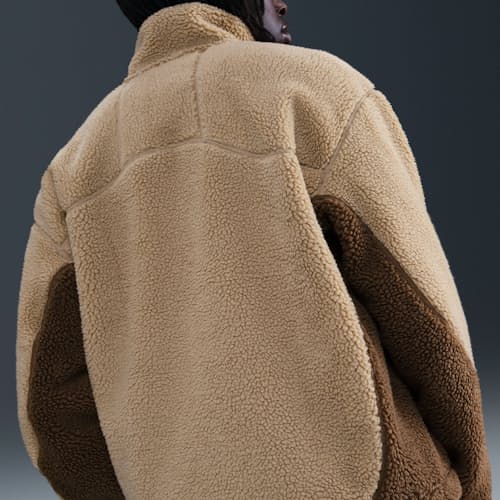 on model image of Windproof Cotton Wool Full-Zip Fleece