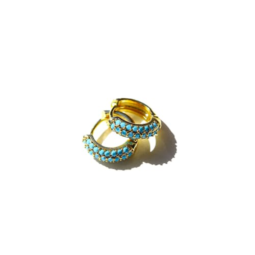 laydown image of Turquoise Pave Hoops