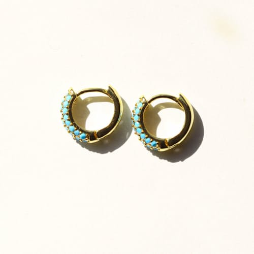 laydown image of Turquoise Pave Hoops
