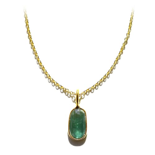 laydown image of Blue Tourmaline Rose Cut Necklace