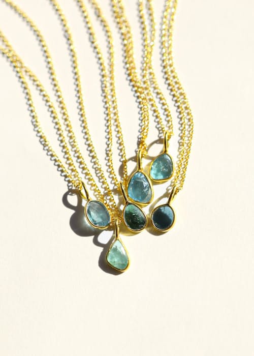 laydown detail image of Blue Tourmaline Rose Cut Necklace