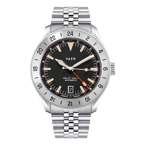 laydown image of G5 Pacific Steel GMT Watch
