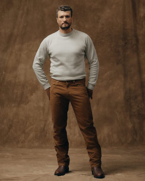 on model image of Dry Tin 5-Pocket Pants