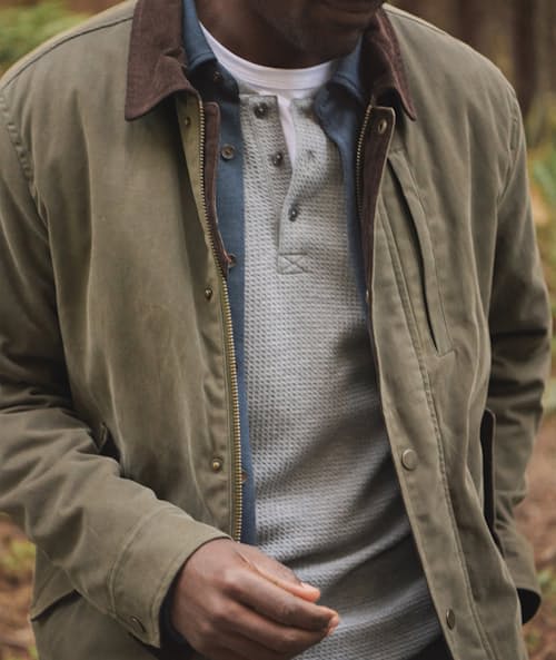 lifestyle image of Weston Wax Canvas Barn Jacket
