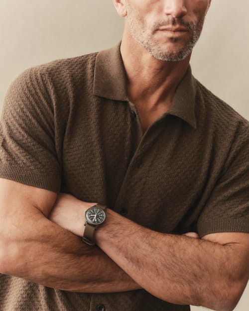 on model image of Arlo Sweater Polo