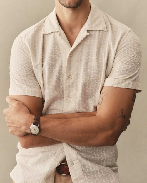 on model image of The Davis Short Sleeve Shirt