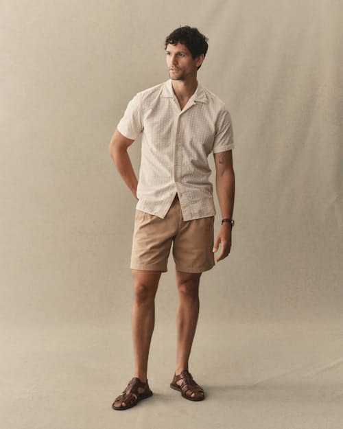 on model image of The Davis Short Sleeve Shirt