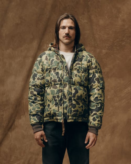 on model image of Waxed Down Jacket