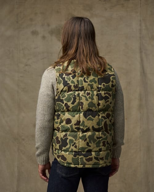 on model image of Waxed Down Vest