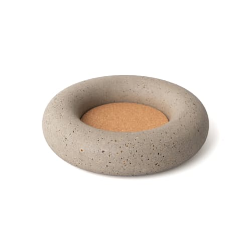 laydown image of Concrete + Cork Wine Bottle Coaster