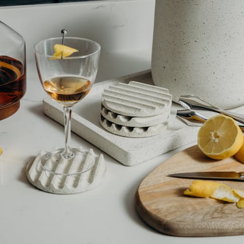 lifestyle image of Concrete Coaster Set
