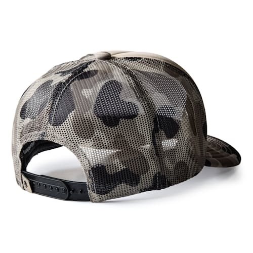 laydown image of Animated Camo Huckberry Supply Trucker