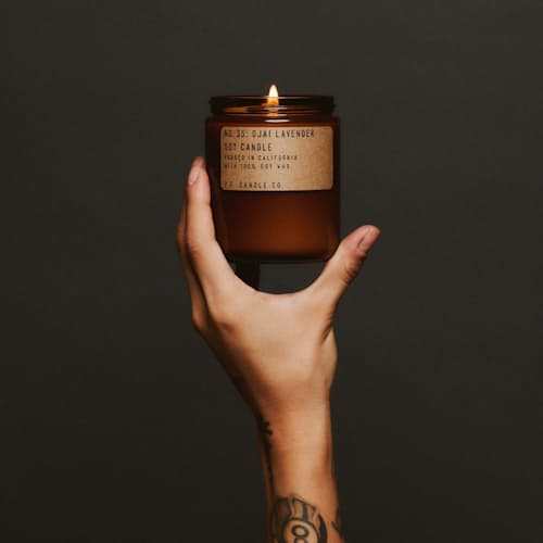 laydown detail image of Ojai Lavender Soy Candle
