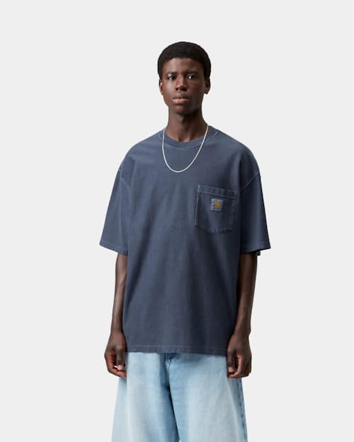 on model image of Short Sleeve Loose Pocket T-Shirt
