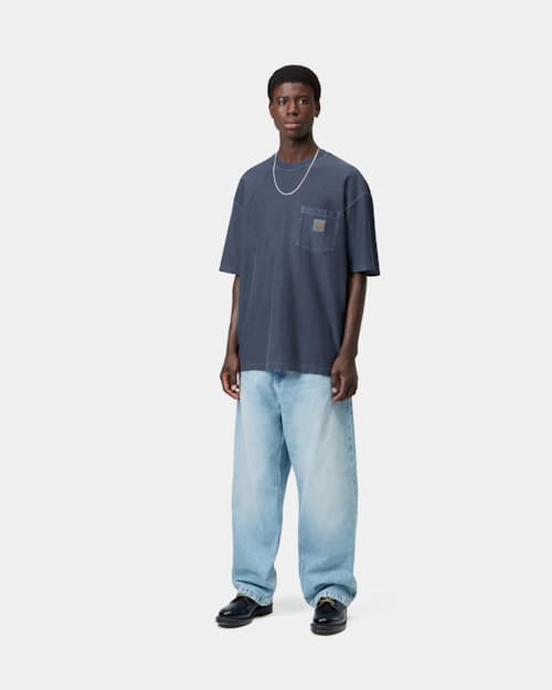 on model image of Short Sleeve Loose Pocket T-Shirt
