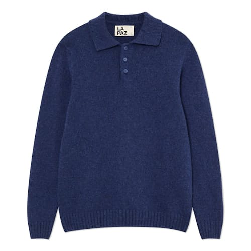 laydown image of Eca Textured Wool Knit Polo