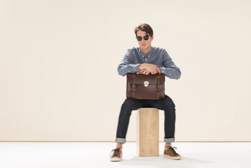 on model image of Scott Writer's Bag