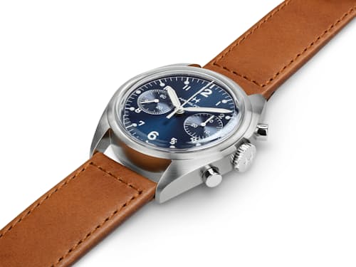 laydown detail image of Khaki Aviation Pilot Pioneer Mechanical Chrono 40mm Watch