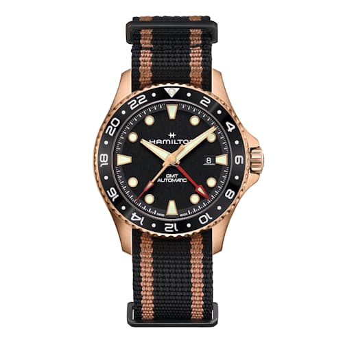 laydown image of Khaki Navy Scuba Automatic GMT 43mm Watch