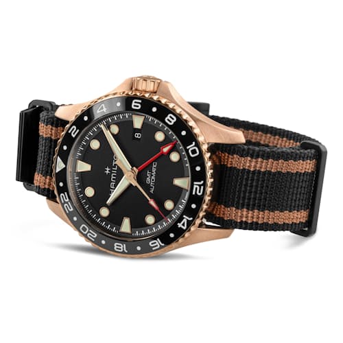 laydown image of Khaki Navy Scuba Automatic GMT 43mm Watch