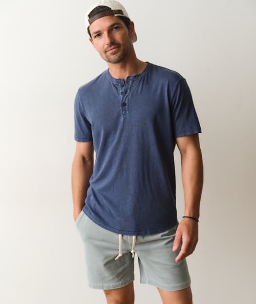 on model image of Hemp Cotton Henley