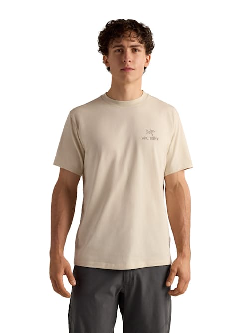 on model image of Kragg SL Cotton Bird Word Short Sleeve T-Shirt