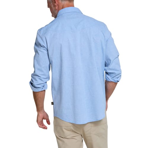 on model image of Crosscut Deluxe Long Sleeve Snapshirt