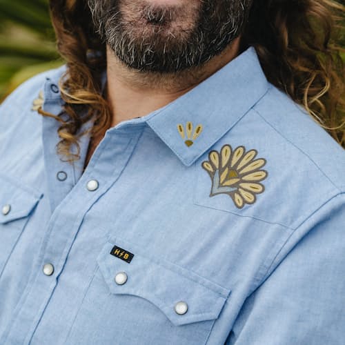 lifestyle image of Crosscut Deluxe Long Sleeve Snapshirt