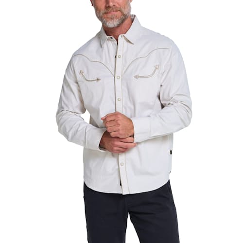 on model image of Broncbuster Long Sleeve Snapshirt