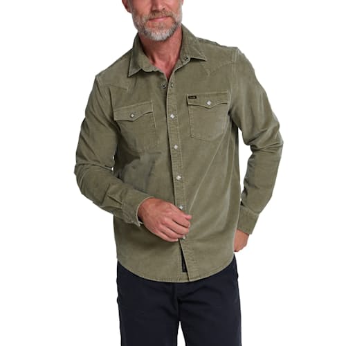 on model image of Banning Corduroy Snapshirt