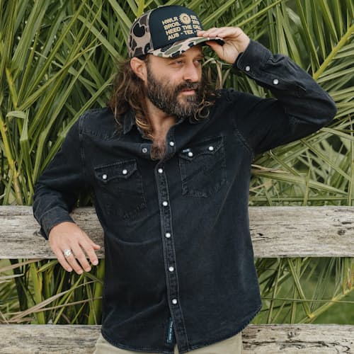 lifestyle image of Dust Up Denim Snapshirt